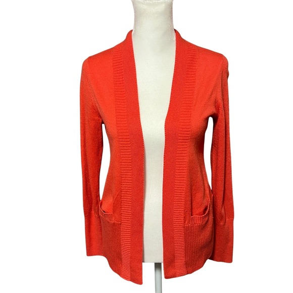 Banana Republic Sweaters - Banana Republic Wool Blend Cardigan Sweater Open Front Pockets Knit Coral XS